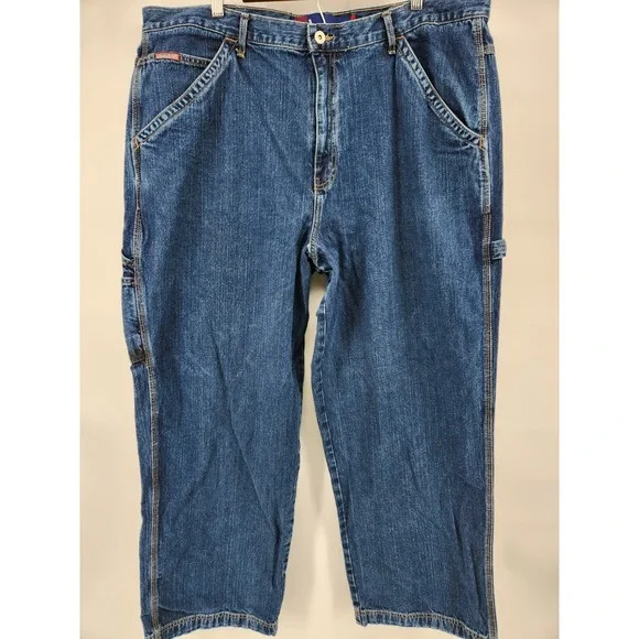 VTG Benzene Carpenter Jeans Mens 42x30 Blue Baggy Denim Dark Wash American USA - Picture 1 of 9